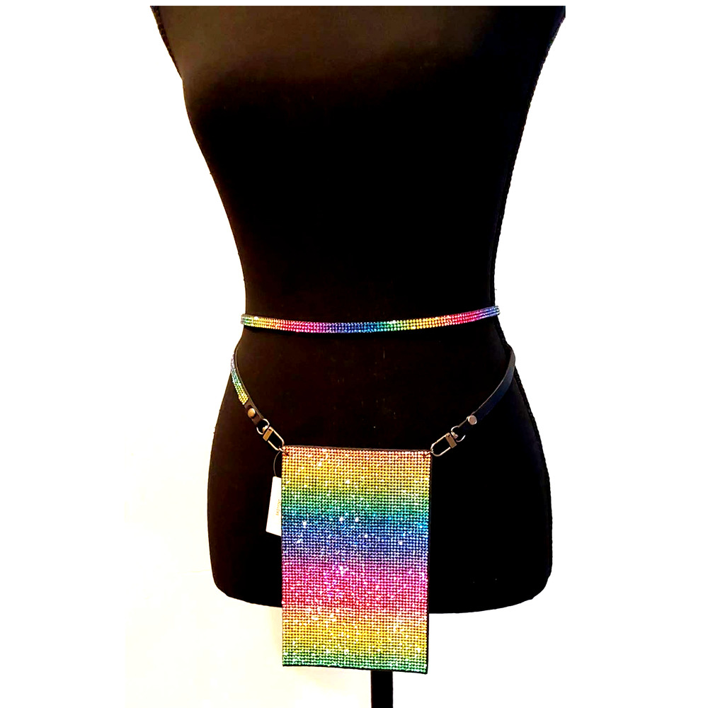 Rainbow Rhinestone Phone Bag